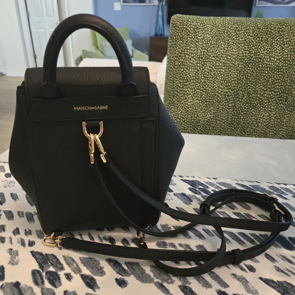 Black Leather Backpack - Picture 5 of 6